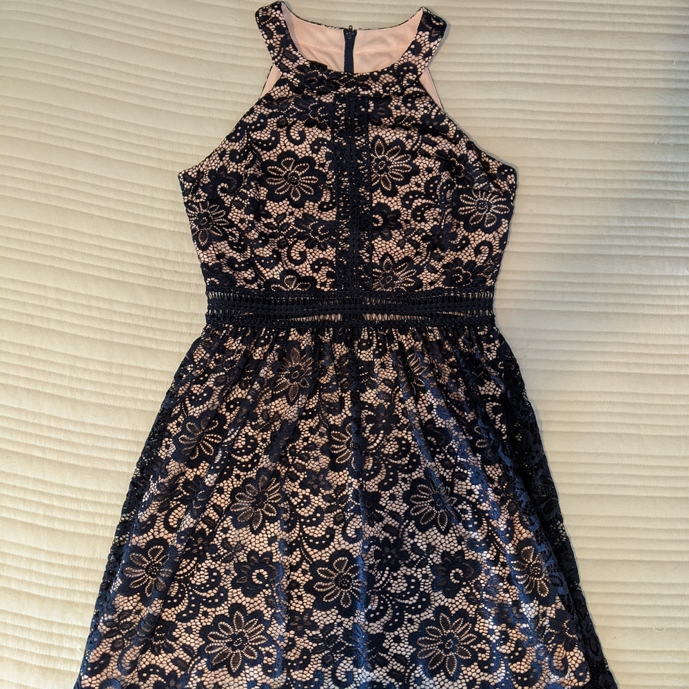 Dark blue light pink dress